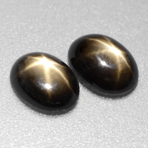 1.81캐럿 천연 검정색 스타 사파이어 보석, 타원형 컷, 6.8×5 mm, 불투명체