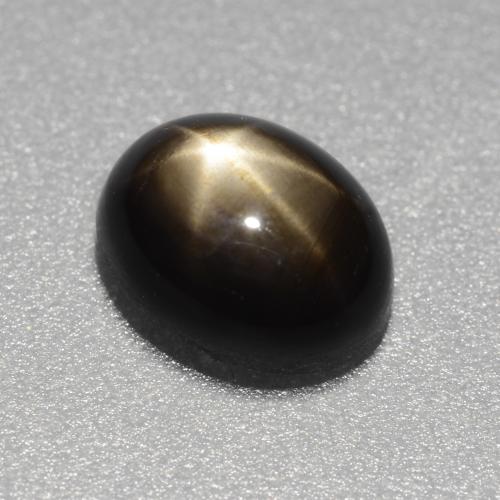 1.49캐럿 천연 검정색 스타 사파이어, 타원형 컷, 7×5.5 mm, 불투명체