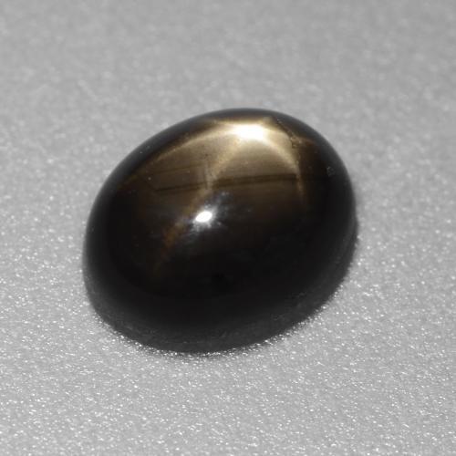1.49캐럿 천연 검정색 스타 사파이어, 타원형 컷, 7×5.5 mm, 불투명체
