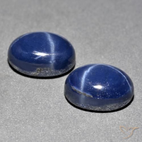 3.33캐럿 천연 네이비 블루 스타 사파이어 보석, 타원형 컷, 7.2×5.2 mm, 불투명체