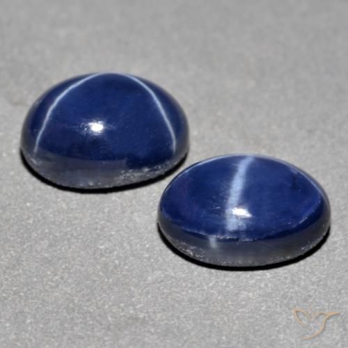 2.93캐럿 천연 네이비 블루 스타 사파이어 보석, 타원형 컷, 7×5.2 mm, 불투명체