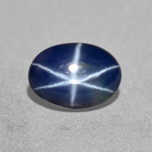 1.26캐럿 천연 트와일라잇 블루 스타 사파이어, 타원형 컷, 7×5 mm, 투명한