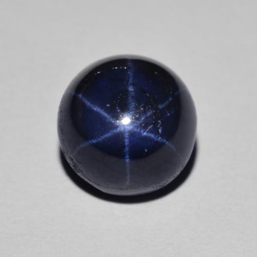 3.02캐럿 천연 네이비 블루 스타 사파이어, 라운드 컷, 7.36 mm, 불투명체