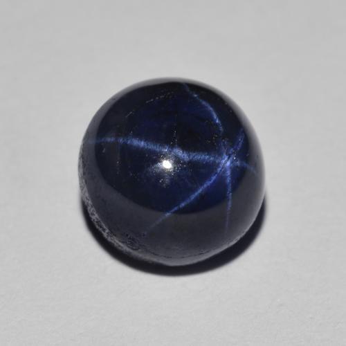 3.02캐럿 천연 네이비 블루 스타 사파이어, 라운드 컷, 7.36 mm, 불투명체