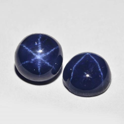 5.04캐럿 천연 네이비 블루 스타 사파이어 보석, 라운드 컷, 7.19 mm, 불투명체
