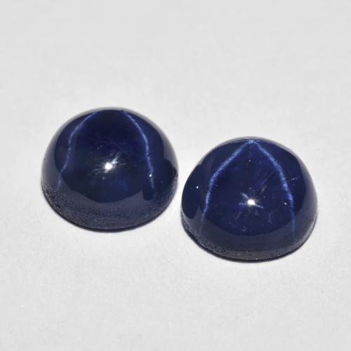 5.04캐럿 천연 네이비 블루 스타 사파이어 보석, 라운드 컷, 7.19 mm, 불투명체