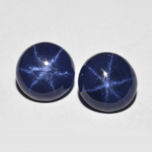 3.68캐럿 천연 네이비 블루 스타 사파이어 보석, 라운드 컷, 7.12 mm, 불투명체