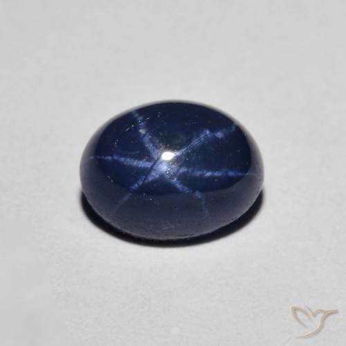 1.58ct 자연스러운 네이비 블루 스타 사파이어, 타원형, 불투명체