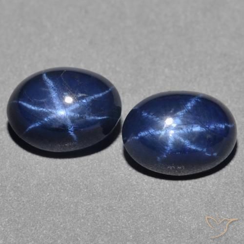 3.14캐럿 천연 딥 블루 스타 사파이어 보석, 타원형 컷, 7.1×5.1 mm, 불투명체