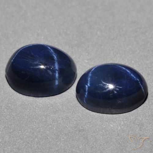 3.14캐럿 천연 딥 블루 스타 사파이어 보석, 타원형 컷, 7.1×5.1 mm, 불투명체