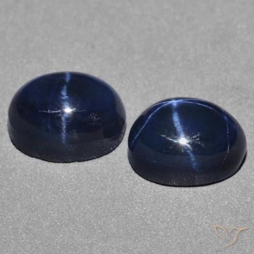 3.82캐럿 천연 다크 블루 스타 사파이어 보석, 타원형 컷, 7.1×5.3 mm, 불투명체