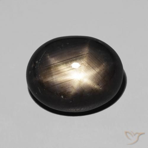 7.18ct 자연스러운 검은색 스타 사파이어, 타원형, 불투명체