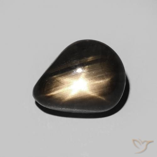 3.86ct 자연스러운 검은색 스타 사파이어, 배 모양, 불투명체