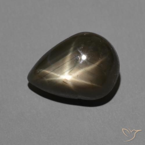 2.50ct 자연스러운 검은색 스타 사파이어, 배 모양, 불투명체