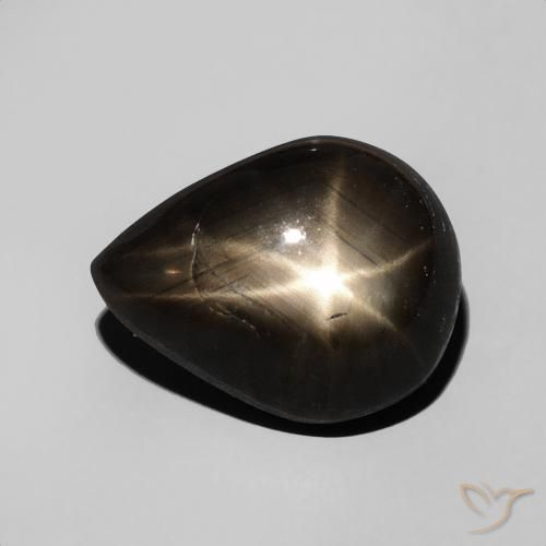 4.69ct 자연스러운 검은색 스타 사파이어, 배 모양, 불투명체