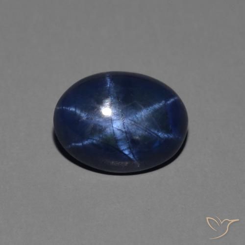 1.44ct 자연스러운 진한 파란색 스타 사파이어, 타원형, 불투명체