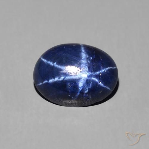 1.63ct 자연스러운 진한 파랑 스타 사파이어, 타원형, 불투명체