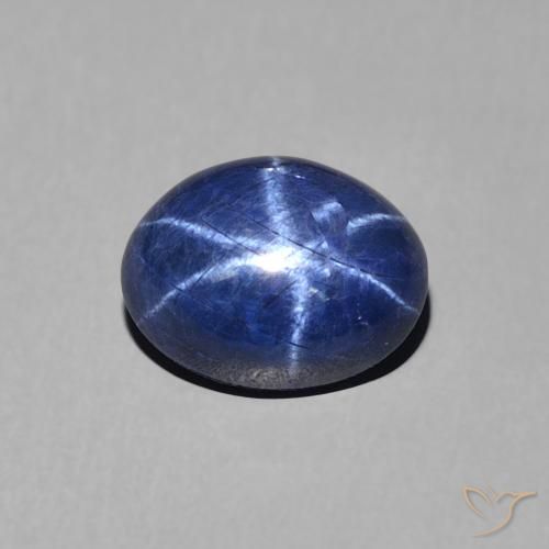 1.89ct 자연스러운 진한 파랑 스타 사파이어, 타원형, 불투명체