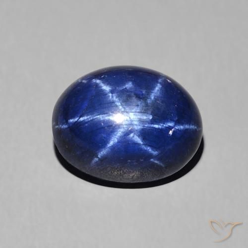 3.65ct 자연스러운 진한 파랑 스타 사파이어, 타원형, 불투명체