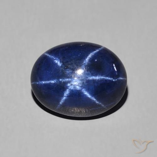 3.39캐럿 천연 네이비 블루 스타 사파이어, 타원형 컷, 9.2×7.2 mm, 불투명체