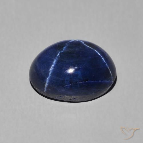 3.39캐럿 천연 네이비 블루 스타 사파이어, 타원형 컷, 9.2×7.2 mm, 불투명체