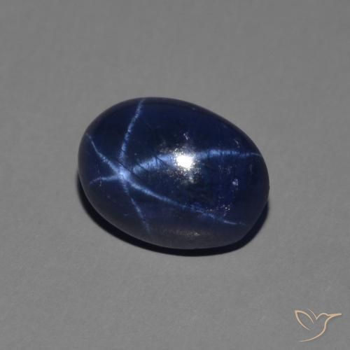 1.79캐럿 천연 다크 블루 스타 사파이어, 타원형 컷, 7.2×5.3 mm, 불투명체