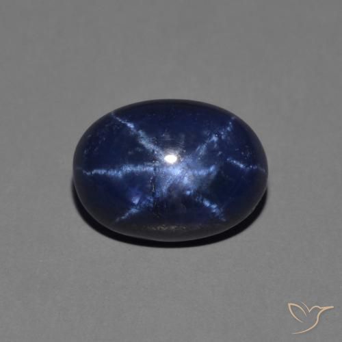 1.64ct 자연스러운 진한 파란색 스타 사파이어, 타원형, 불투명체