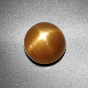 3.38캐럿 천연 골든 브라운 스타 선스톤, 라운드 컷, 9.00 mm, 불투명체