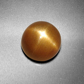 3.38캐럿 천연 골든 브라운 스타 선스톤, 라운드 컷, 9.00 mm, 불투명체