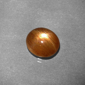 1.34캐럿 천연 골든 브라운 스타 썬스톤, 타원형 컷, 불투명체