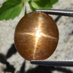 12.64캐럿 천연 골든 브라운 스타 선스톤, 타원형 컷, 15×13.1 mm, 불투명체