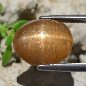 8.35캐럿 천연 미디엄 브라운 스타 선스톤, 타원형 컷, 불투명체