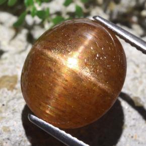 9.36캐럿 천연 캐러멜 브라운 스타 선스톤, 타원형 컷, 13.7×12.1 mm, 불투명체