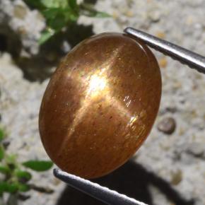 6.29캐럿 천연 골든 브라운 스타 선스톤, 타원형 컷, 13.4×9.6 mm, 불투명체