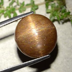 15.15캐럿 천연 골든 브라운 스타 썬스톤, 라운드 컷, 불투명체