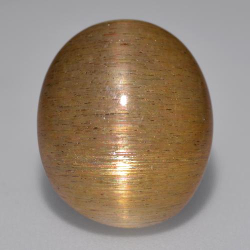 12.02캐럿 천연 골든 브라운 스타 썬스톤, 타원형 컷, 불투명체