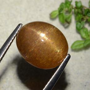 7.51캐럿 천연 골든 브라운 스타 썬스톤, 타원형 컷, 불투명체