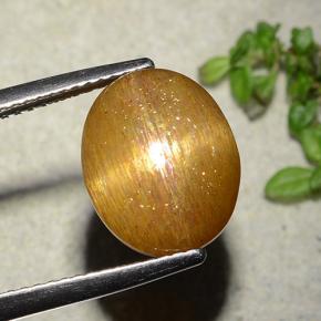 5.86캐럿 천연 골든 브라운 스타 썬스톤, 타원형 컷, 불투명체