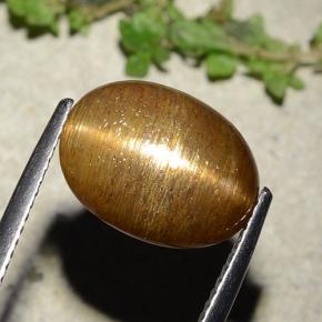 7.67캐럿 천연 골든 브라운 스타 썬스톤, 타원형 컷, 불투명체