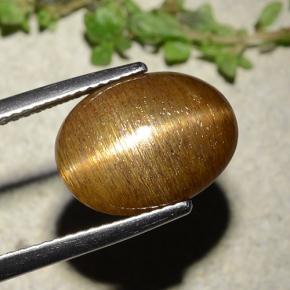 7.67캐럿 천연 골든 브라운 스타 썬스톤, 타원형 컷, 불투명체