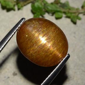 8.81캐럿 천연 골든 브라운 스타 선스톤, 타원형 컷, 불투명체