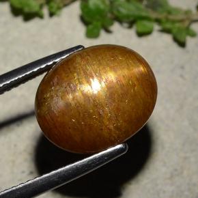 8.81캐럿 천연 골든 브라운 스타 선스톤, 타원형 컷, 불투명체