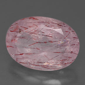 6.57캐럿 천연 레드 스트로베리 쿼츠, 투명한, 14.2×10.1 mm, 투명/반투명