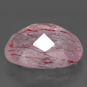 6.57캐럿 천연 레드 스트로베리 쿼츠, 투명한, 14.2×10.1 mm, 투명/반투명