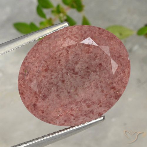 13.42ct 자연스러운 로즈 핑크 딸기 석영, 타원형, 투명한