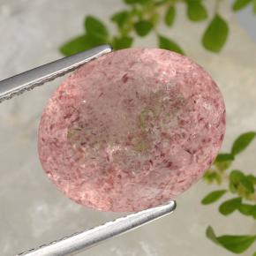 9.40캐럿 천연 라이트 로즈 핑크 딸기 석영, 타원형 컷, 투명한