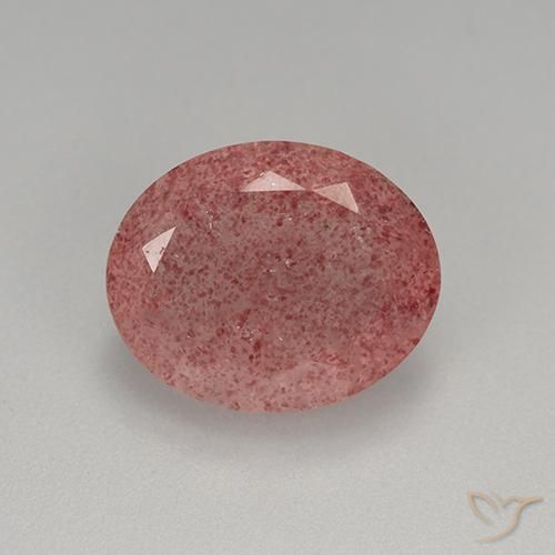 7.64ct 자연스러운 인텐스 핑크 딸기 석영, 타원형, 투명한