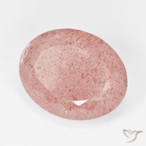 11.72캐럿 천연 Pale Red Orange 딸기 석영, 타원형, 투명한