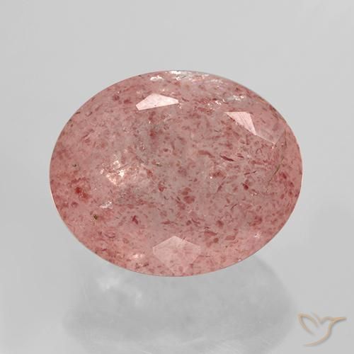 11.84ct 자연스러운 오렌지 핑크 딸기 석영, 타원형, 투명한