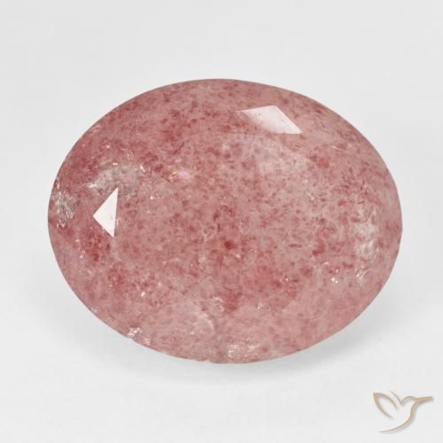 20.31ct 자연스러운 미디엄 핑크 딸기 석영, 타원형, 투명한
